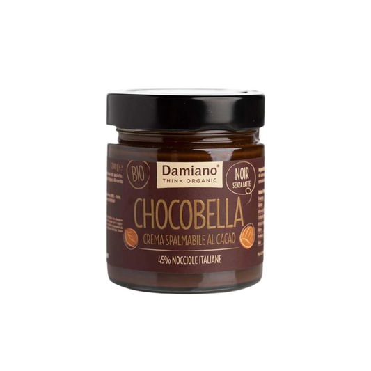 DAMIANO Chocobella Noir (Dunkle Schokoladen-Haselnuss-Creme) 200g - MHD 20.04.24
