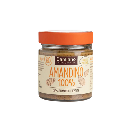 DAMIANO Crema di Mandorle tostate - AMANDINO 100% (Braunes geröstetes Mandelmus) 275g