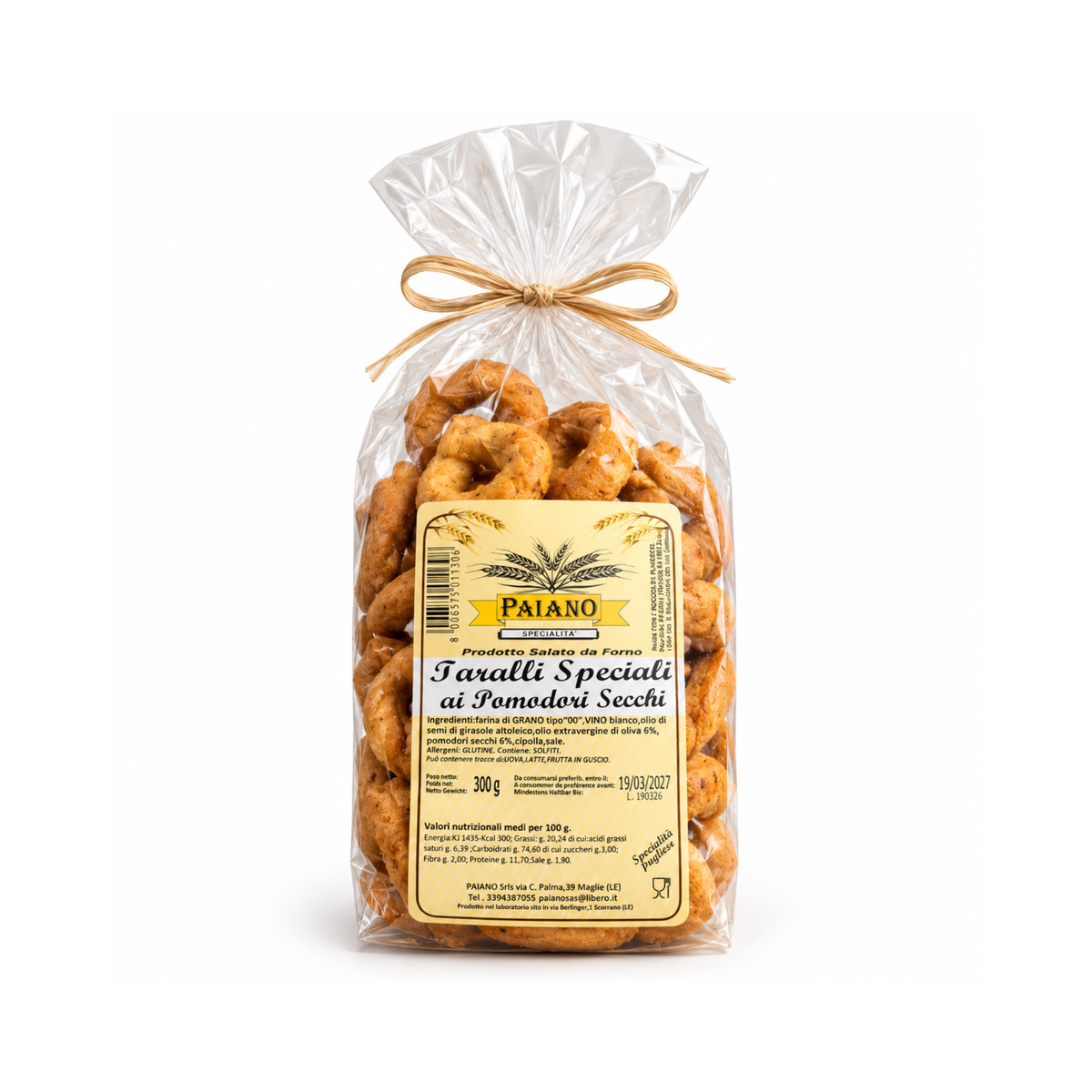 PAIANO Taralli Speciali ai Pomodori Secchi 300g