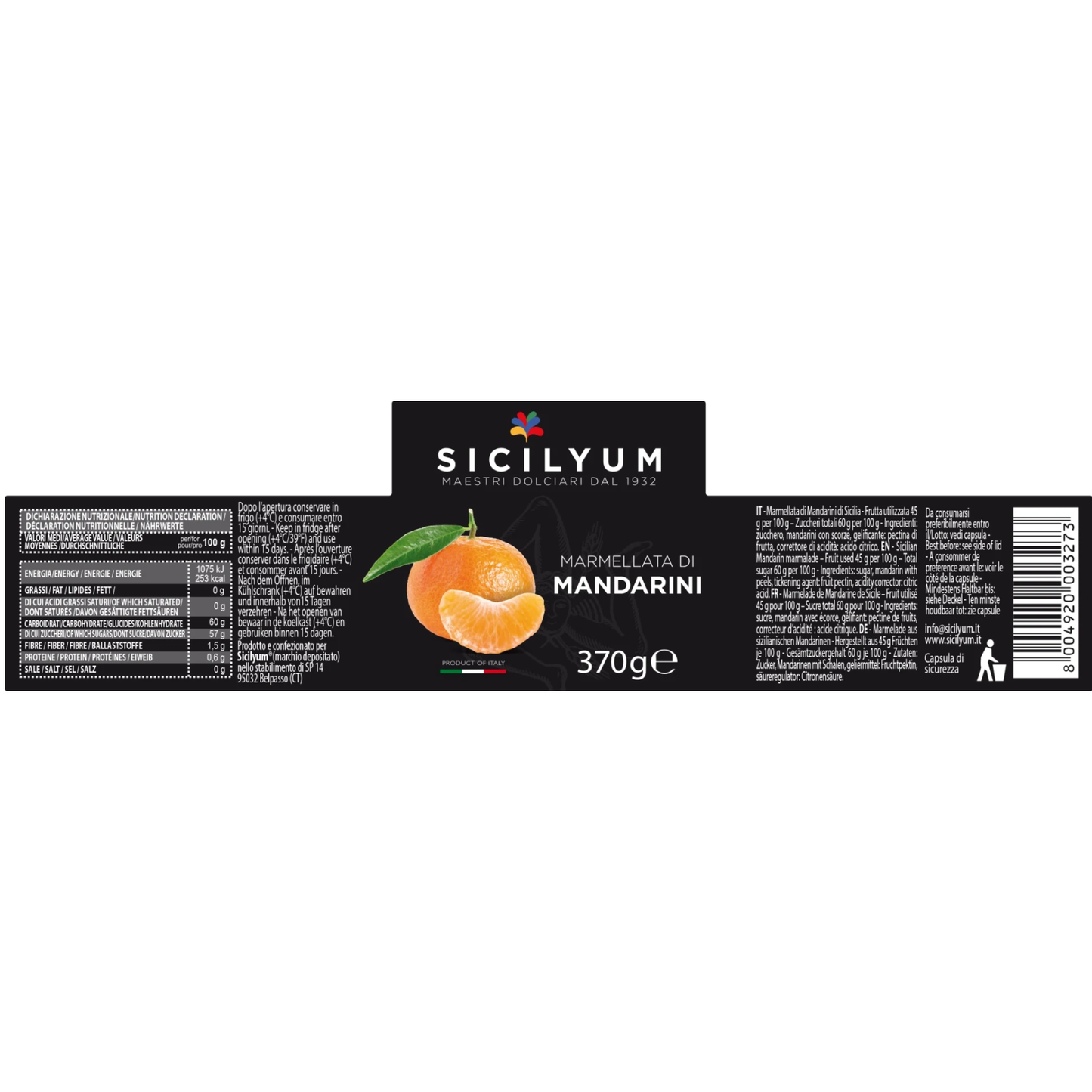 SICILYUM Marmellata di Mandarini  – Mandarinenmarmelade 370 g