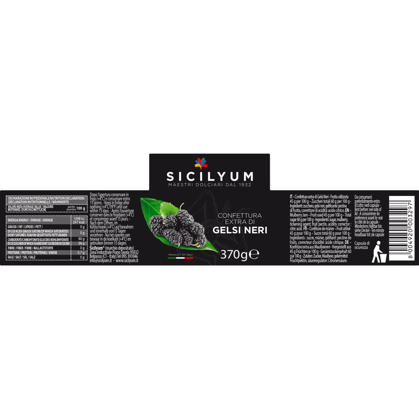 SICILYUM Confettura Extra di Gelsi Neri – Maulbeerkonfitüre 370g
