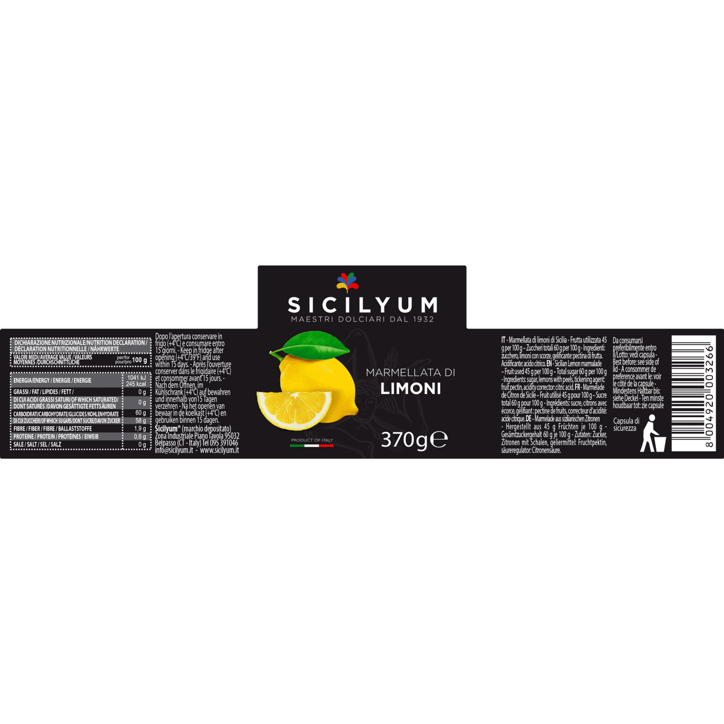 SICILYUM Marmellata di Limoni – Zitronenmarmelade 370g
